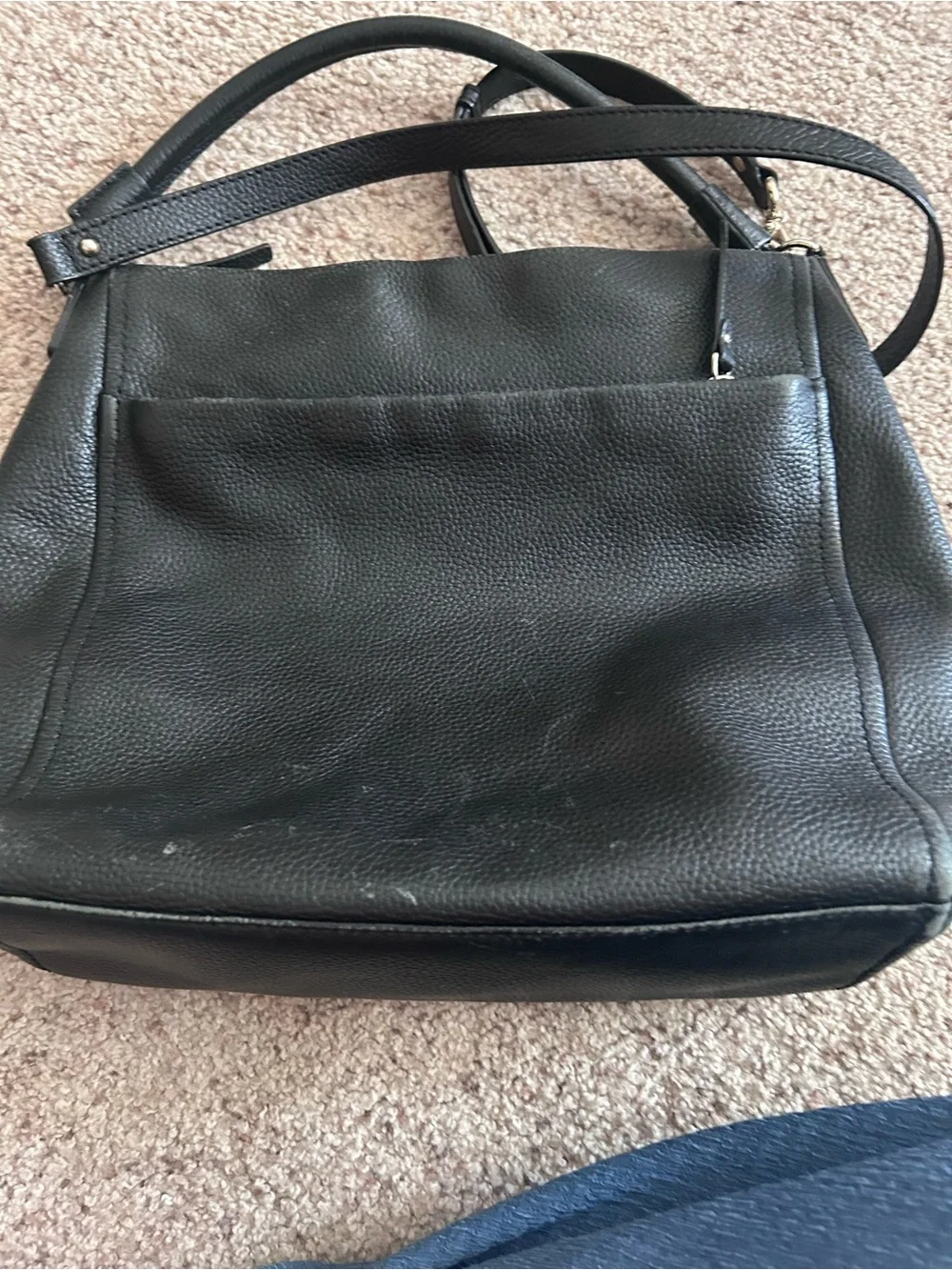 kate spade Black Pebbled Leather Shoulder Bag with Gold Hardware